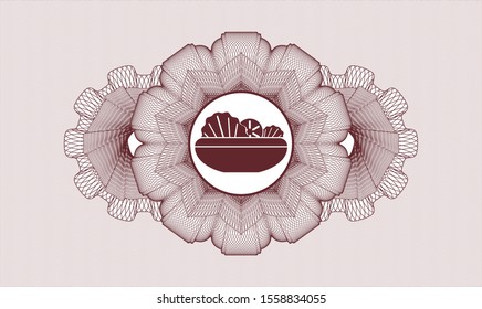 Red abstract rosette with salad icon inside