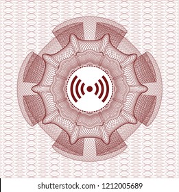 Red abstract rosette with signal icon inside