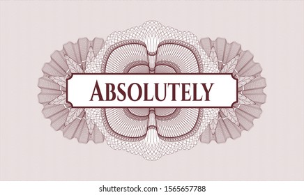Red abstract rosette with text Absolutely inside