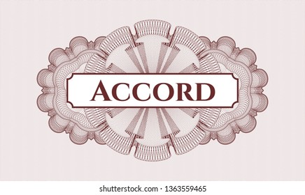 Red abstract rosette with text Accord inside