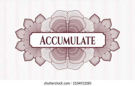 Red abstract rosette with text Accumulate inside