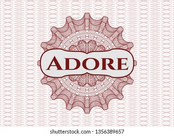 Red abstract rosette with text Adore inside
