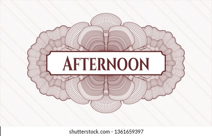 Red abstract rosette with text Afternoon inside