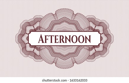 Red abstract rosette with text Afternoon inside