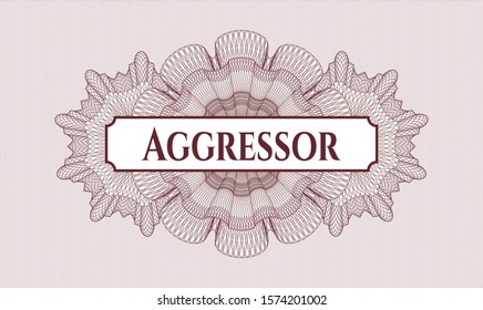 Red abstract rosette with text Aggressor inside
