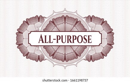 Red abstract rosette with text All-purpose inside