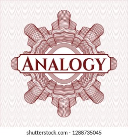Red abstract rosette with text Analogy inside