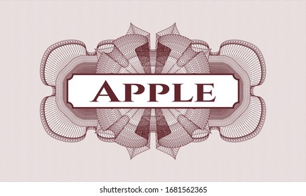Red abstract rosette with text Apple inside
