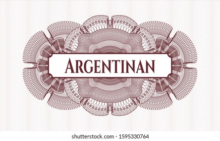 Red abstract rosette with text Argentinan inside