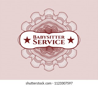 Red abstract rosette with text Babysitter Service inside