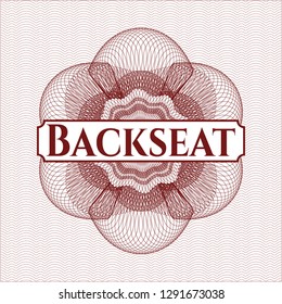 Red abstract rosette with text Backseat inside
