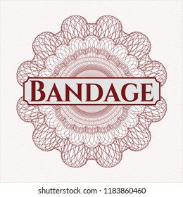 Red abstract rosette with text Bandage inside