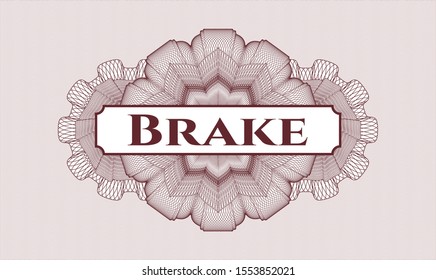 Red abstract rosette with text Brake inside