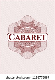 Red abstract rosette with text Cabaret inside