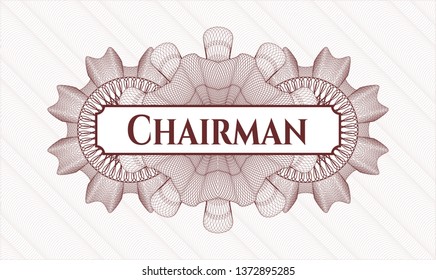 Red abstract rosette with text Chairman inside