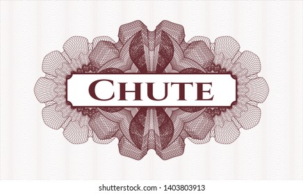 Red abstract rosette with text Chute inside