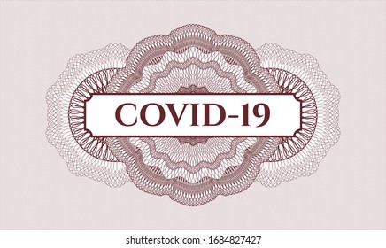 Red abstract rosette with text COVID-19 inside