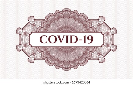 Red abstract rosette with text COVID-19 inside