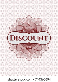 Red abstract rosette with text Discount inside