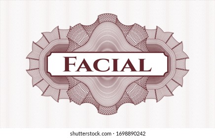 Red abstract rosette with text Facial inside