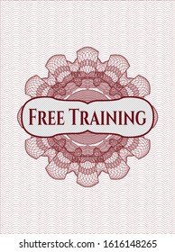 Red abstract rosette with text Free Training inside