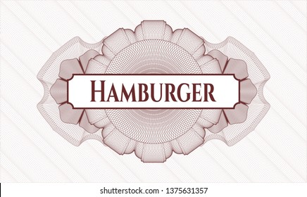Red abstract rosette with text Hamburger inside