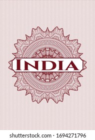 Rosette rojo abstracto con texto en India