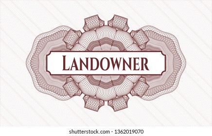 Red abstract rosette with text Landowner inside