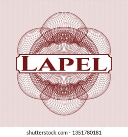Red abstract rosette with text Lapel inside