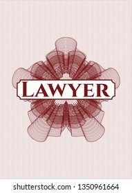 Red abstract rosette with text Lawyer inside