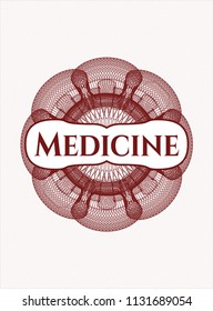 Red abstract rosette with text Medicine inside