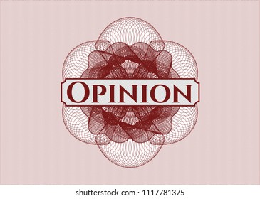 Red abstract rosette with text Opinion inside