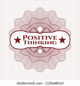 Red abstract rosette with text Positive Thinking inside