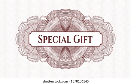 Red abstract rosette with text Special Gift inside