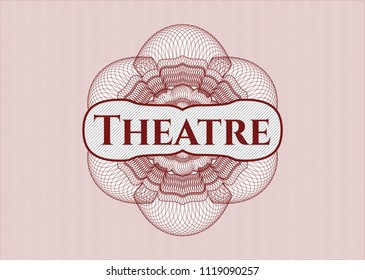 Red abstract rosette with text Theatre inside