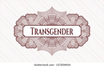 Red abstract rosette with text Transgender inside