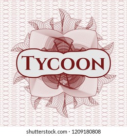 Red abstract rosette with text Tycoon inside