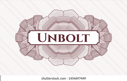 Red abstract rosette with text Unbolt inside