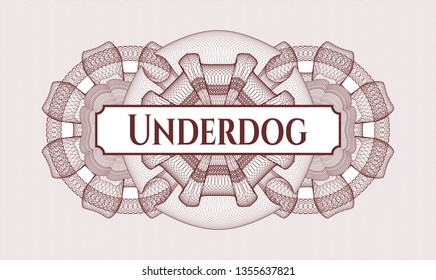 Red abstract rosette with text Underdog inside