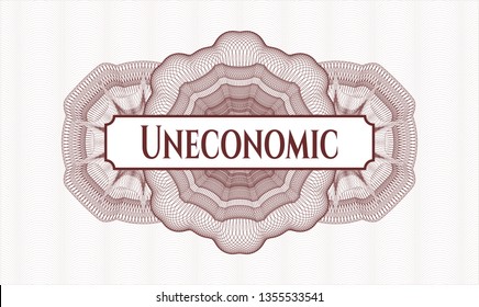 Red abstract rosette with text Uneconomic inside