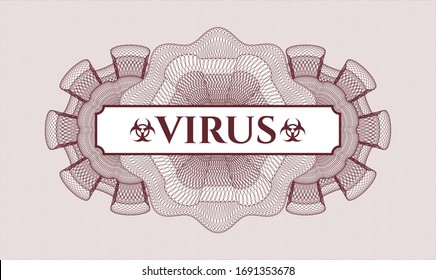 Rote abstrakte Rosette mit Textvirus im Inneren