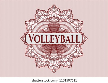 Red abstract rosette with text Volleyball inside