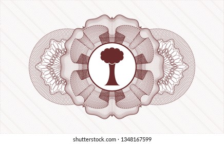 Red abstract rosette with tree icon inside