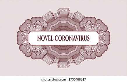 Red abstract rosette. Vector Illustration. Detailed with text Novel Coronavirus inside