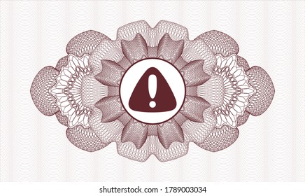 Rosette abstracto rojo. Ilustración vectorial. Detallado con el icono de advertencia