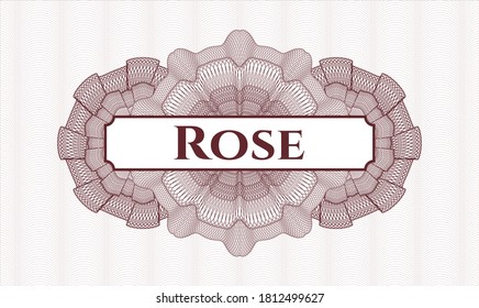 Red abstract rosette. Vector Illustration. Detailed with text Rose inside