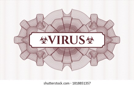 Red abstract rosette. Vector Illustration. Detailed with text Virus inside