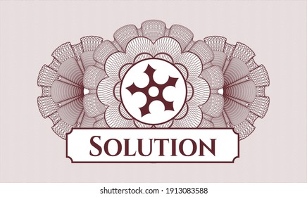 Red abstract rosette. Vector Illustration. Detailed with ninja star icon and Solution text inside