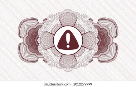 Red abstract rosette. Vector Illustration. Detailed with warning icon inside
