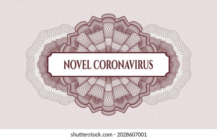 Red abstract rosette. Vector Illustration. Detailed with text Novel Coronavirus inside